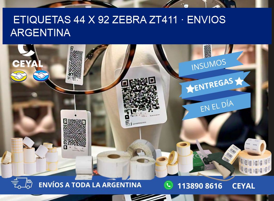 ETIQUETAS 44 x 92 ZEBRA ZT411 · ENVIOS ARGENTINA
