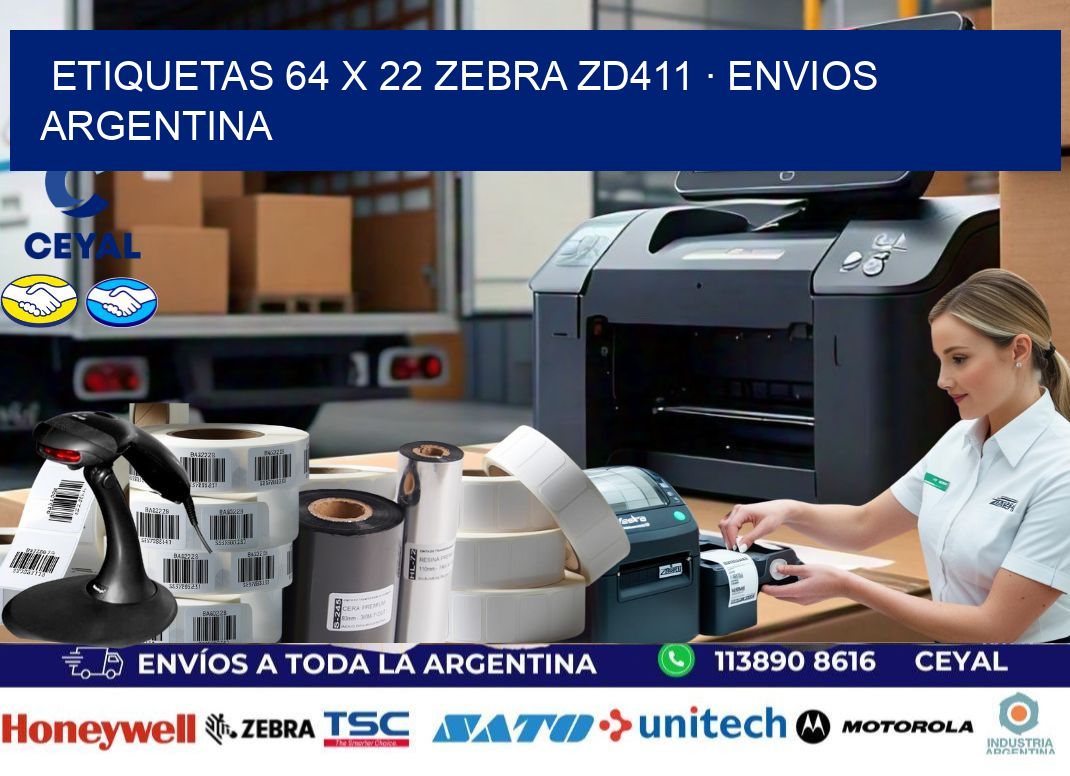 ETIQUETAS 64 x 22 ZEBRA ZD411 · ENVIOS ARGENTINA