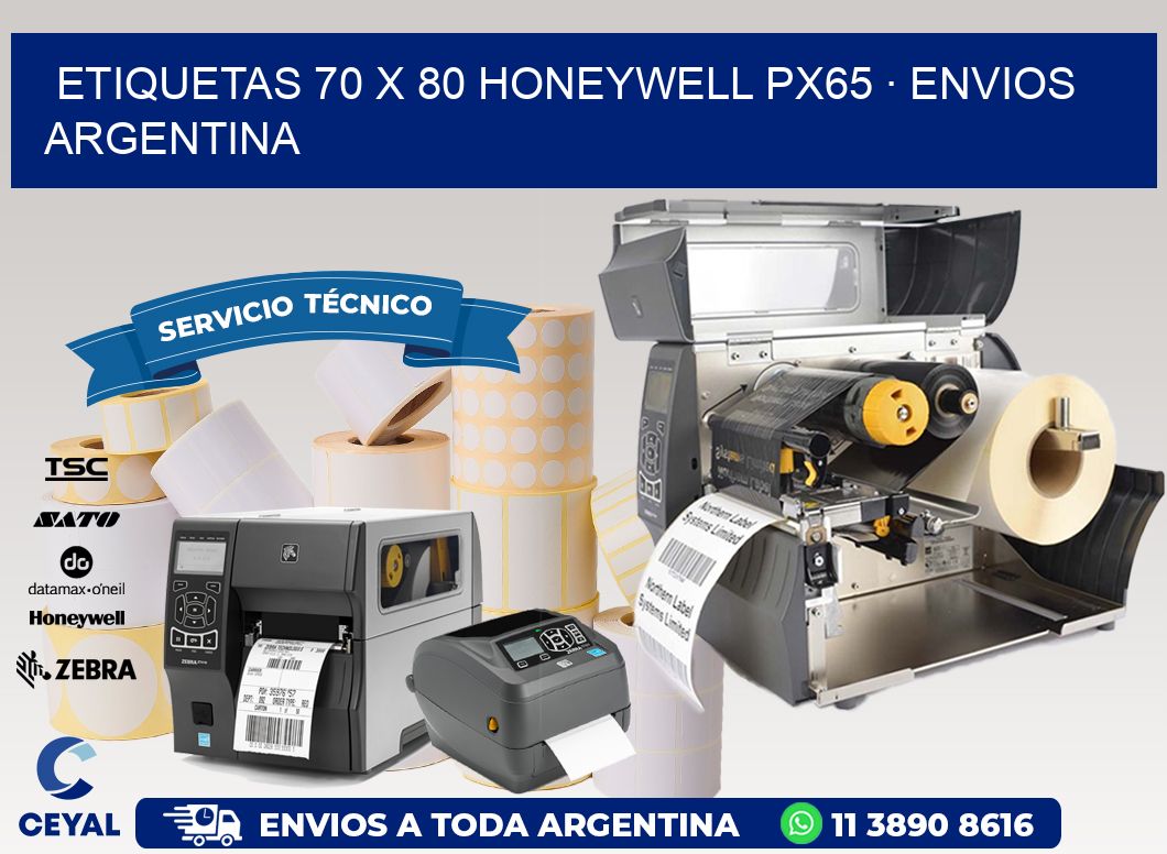 ETIQUETAS 70 x 80 HONEYWELL PX65 · ENVIOS ARGENTINA