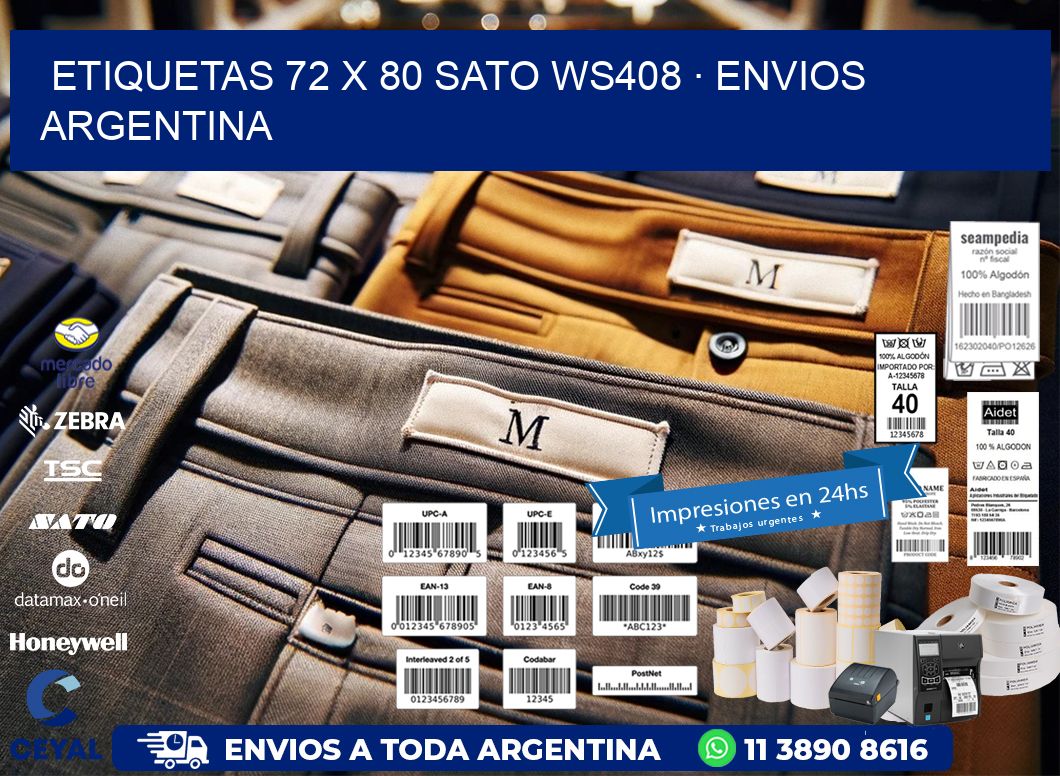 ETIQUETAS 72 x 80 SATO WS408 · ENVIOS ARGENTINA