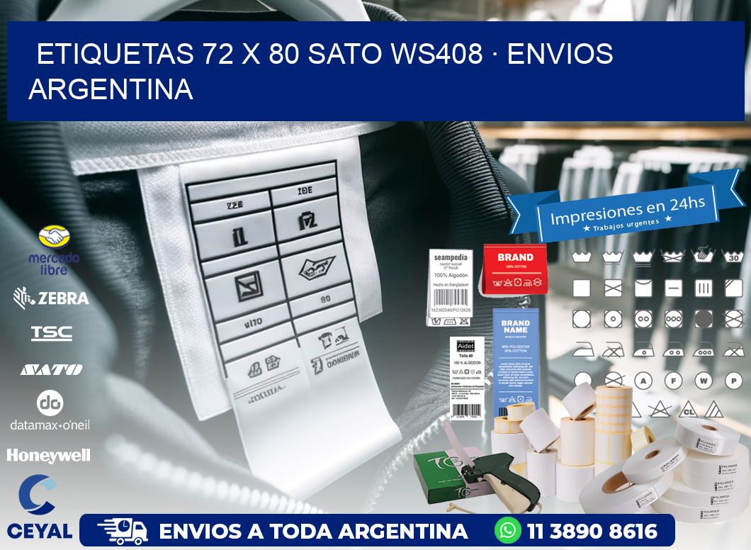 ETIQUETAS 72 x 80 SATO WS408 · ENVIOS ARGENTINA