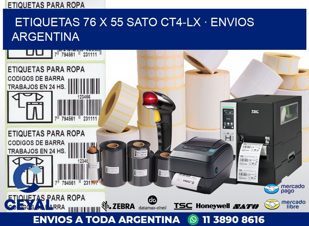 ETIQUETAS 76 x 55 SATO CT4-LX · ENVIOS ARGENTINA