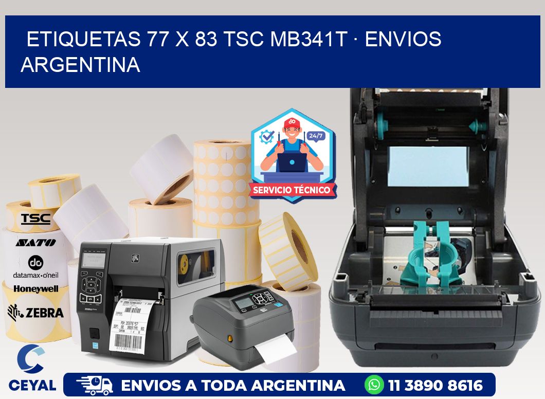 ETIQUETAS 77 x 83 TSC MB341T · ENVIOS ARGENTINA