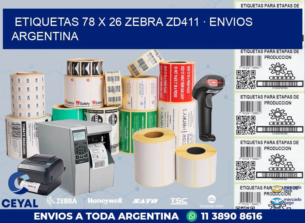 ETIQUETAS 78 x 26 ZEBRA ZD411 · ENVIOS ARGENTINA