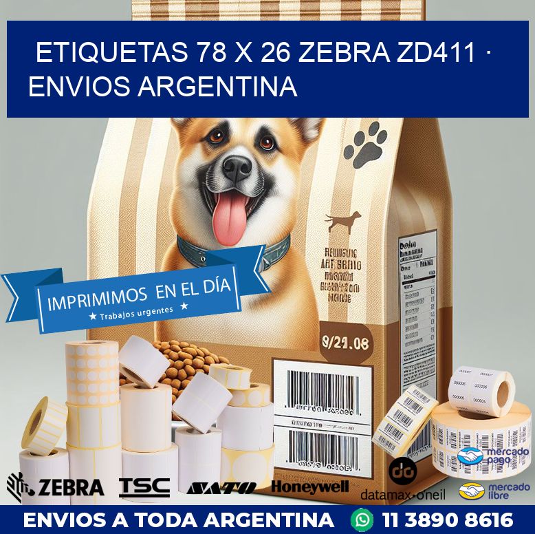 ETIQUETAS 78 x 26 ZEBRA ZD411 · ENVIOS ARGENTINA