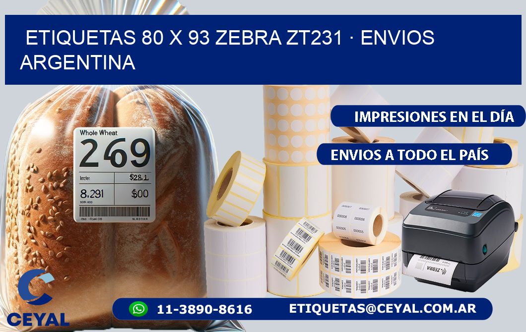 ETIQUETAS 80 x 93 ZEBRA ZT231 · ENVIOS ARGENTINA