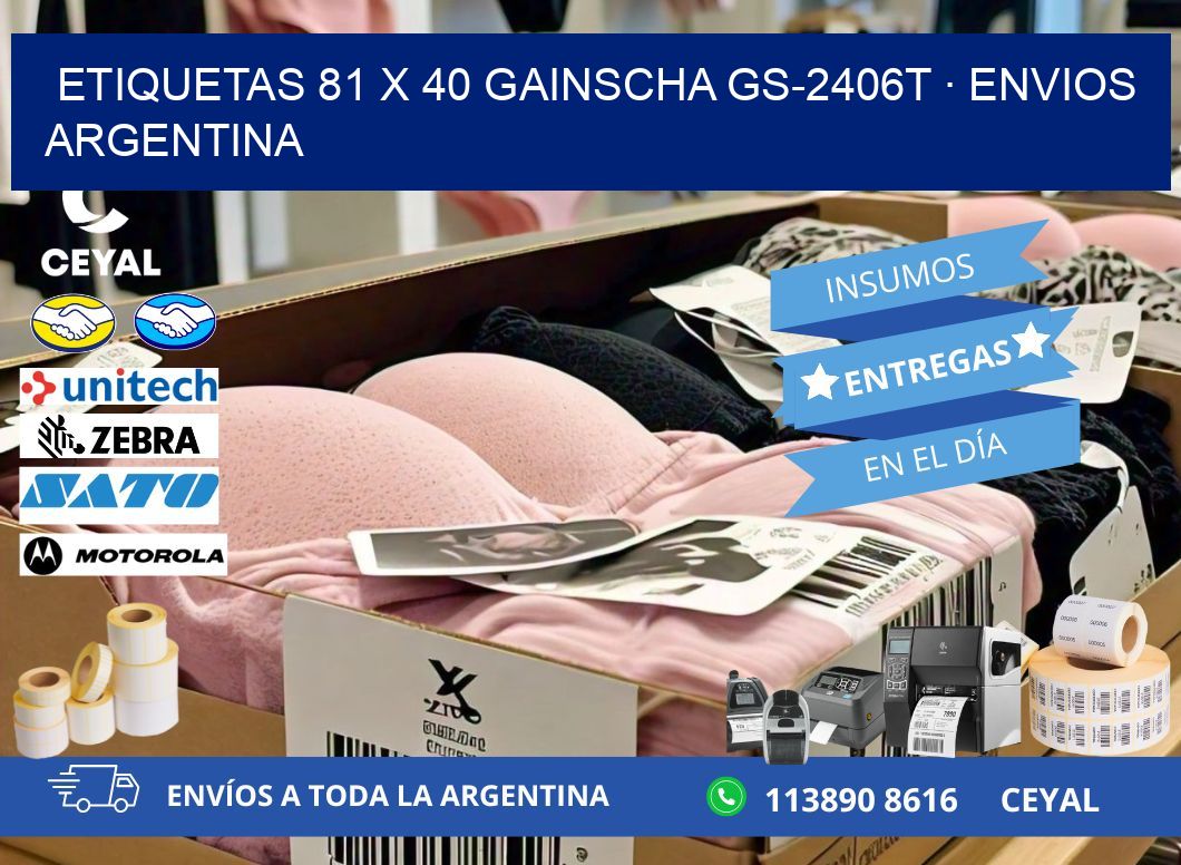 ETIQUETAS 81 x 40 GAINSCHA GS-2406T · ENVIOS ARGENTINA
