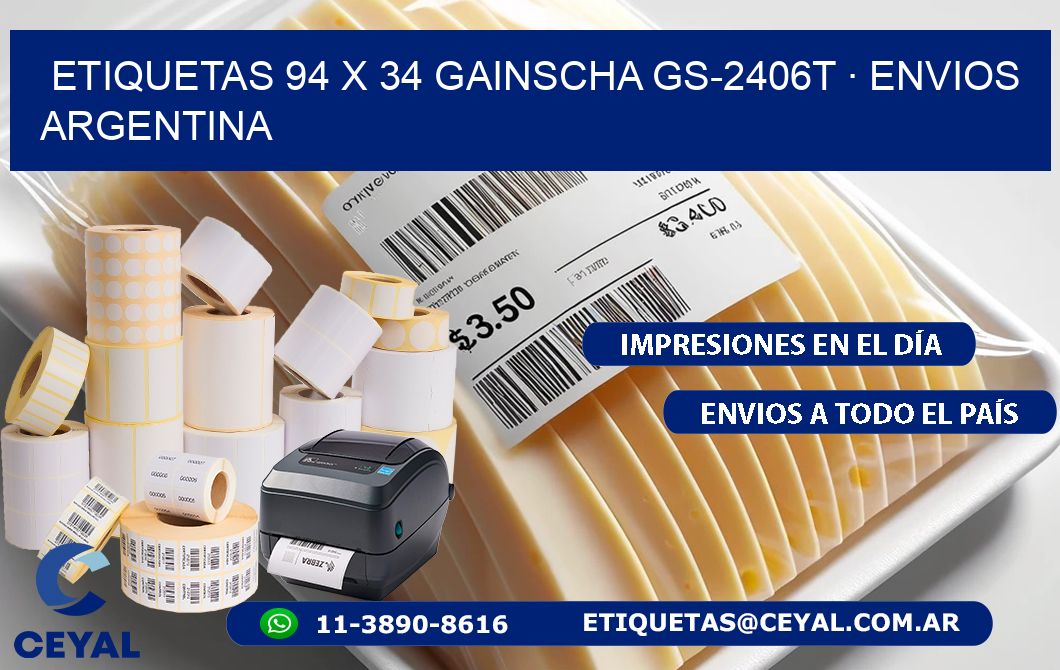 ETIQUETAS 94 x 34 GAINSCHA GS-2406T · ENVIOS ARGENTINA