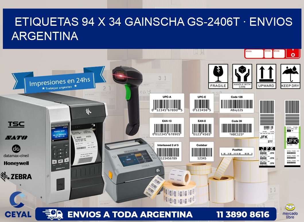 ETIQUETAS 94 x 34 GAINSCHA GS-2406T · ENVIOS ARGENTINA