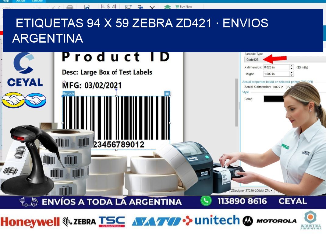 ETIQUETAS 94 x 59 ZEBRA ZD421 · ENVIOS ARGENTINA
