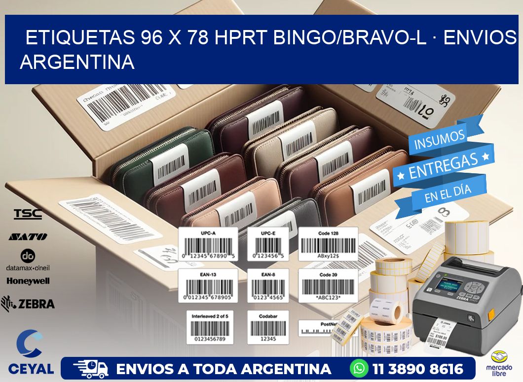 ETIQUETAS 96 x 78 HPRT BINGO/BRAVO-L · ENVIOS ARGENTINA