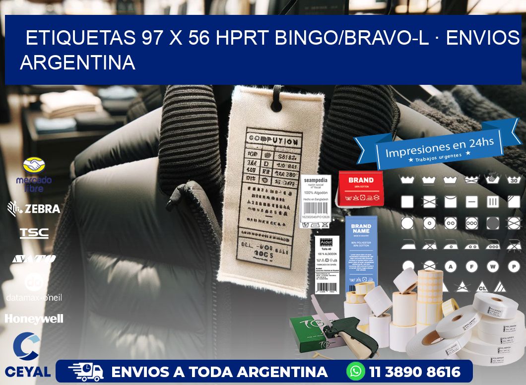 ETIQUETAS 97 x 56 HPRT BINGO/BRAVO-L · ENVIOS ARGENTINA