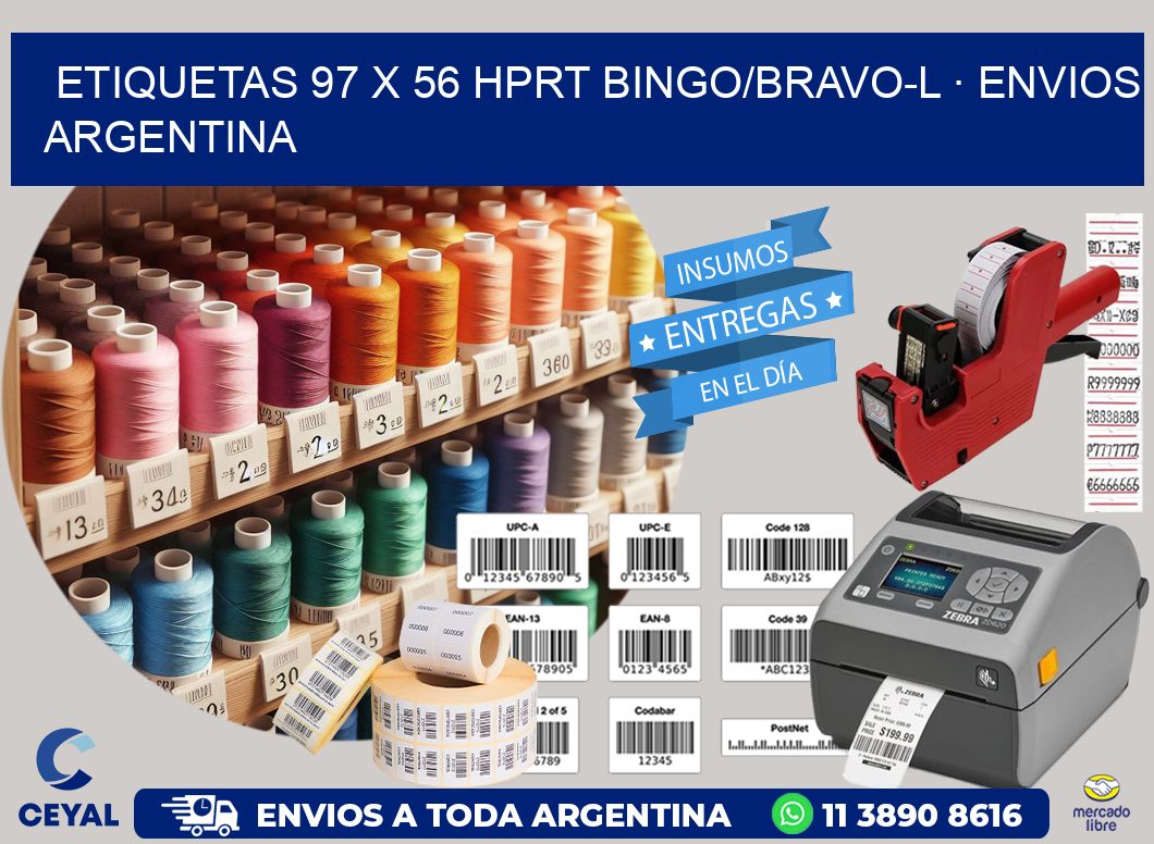 ETIQUETAS 97 x 56 HPRT BINGO/BRAVO-L · ENVIOS ARGENTINA