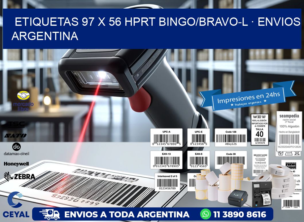 ETIQUETAS 97 x 56 HPRT BINGO/BRAVO-L · ENVIOS ARGENTINA