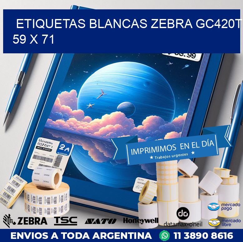 ETIQUETAS BLANCAS ZEBRA GC420T 59 x 71