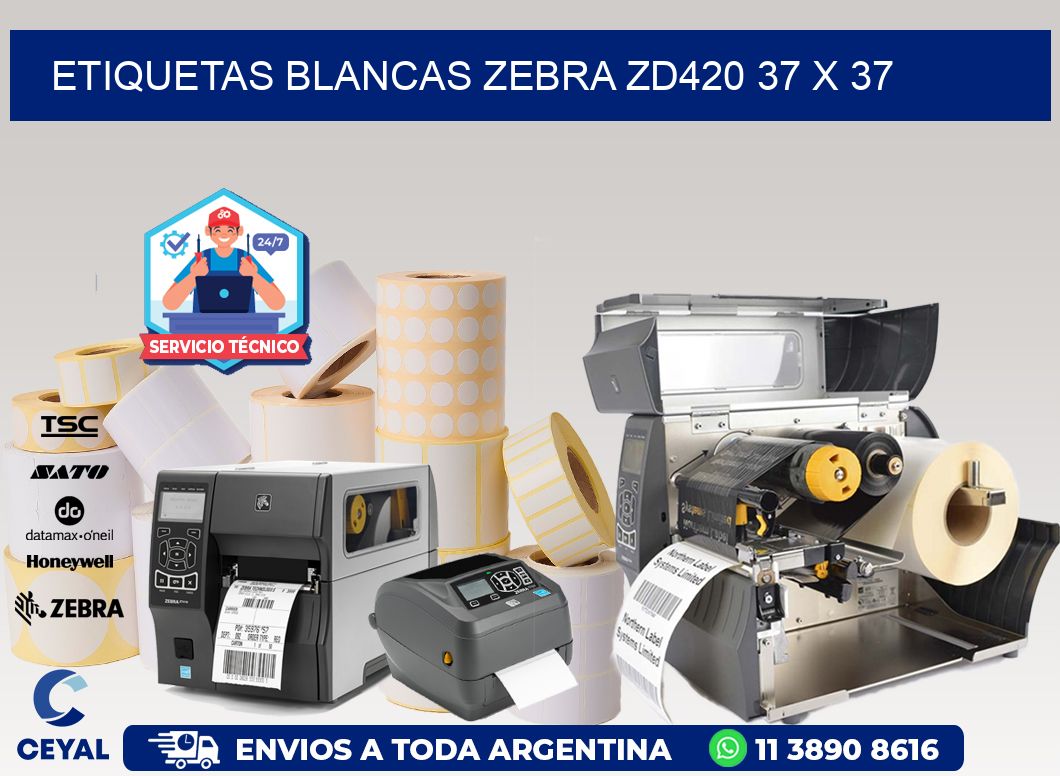 ETIQUETAS BLANCAS ZEBRA ZD420 37 x 37