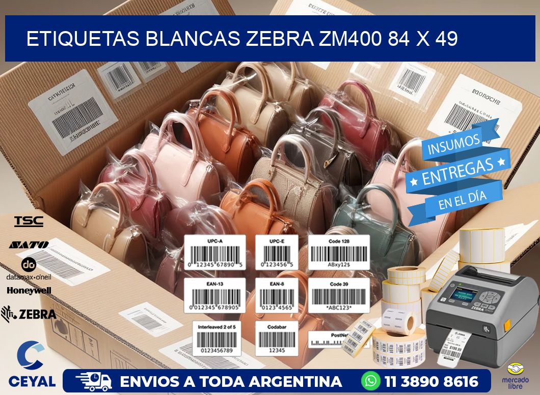 ETIQUETAS BLANCAS ZEBRA ZM400 84 x 49