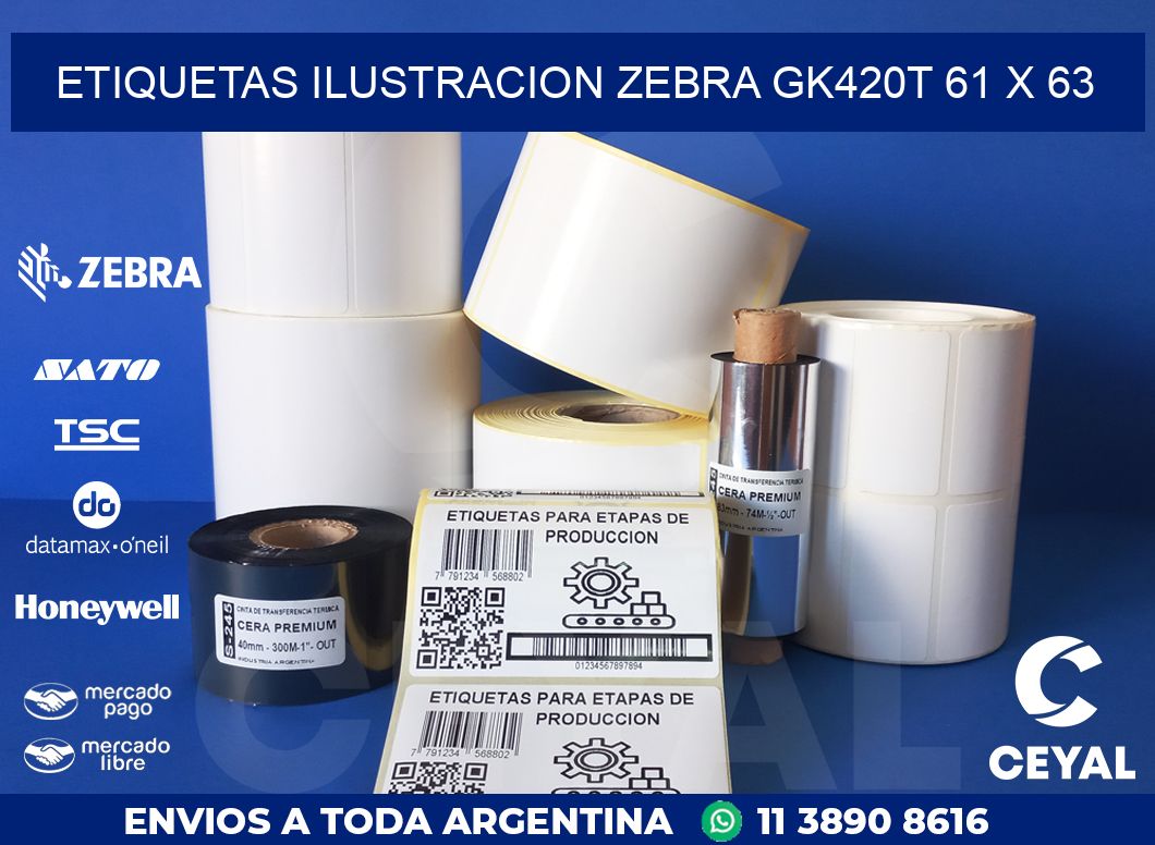 ETIQUETAS ILUSTRACION ZEBRA GK420T 61 x 63