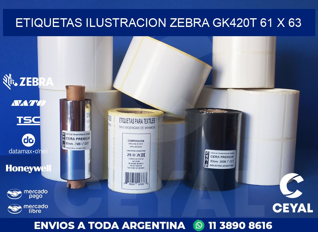 ETIQUETAS ILUSTRACION ZEBRA GK420T 61 x 63