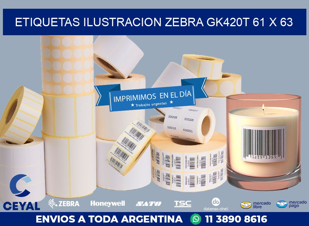 ETIQUETAS ILUSTRACION ZEBRA GK420T 61 x 63