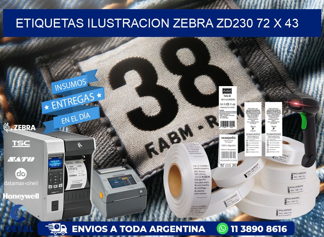ETIQUETAS ILUSTRACION ZEBRA ZD230 72 x 43