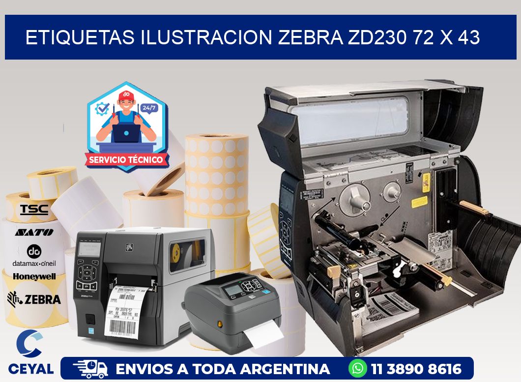 ETIQUETAS ILUSTRACION ZEBRA ZD230 72 x 43