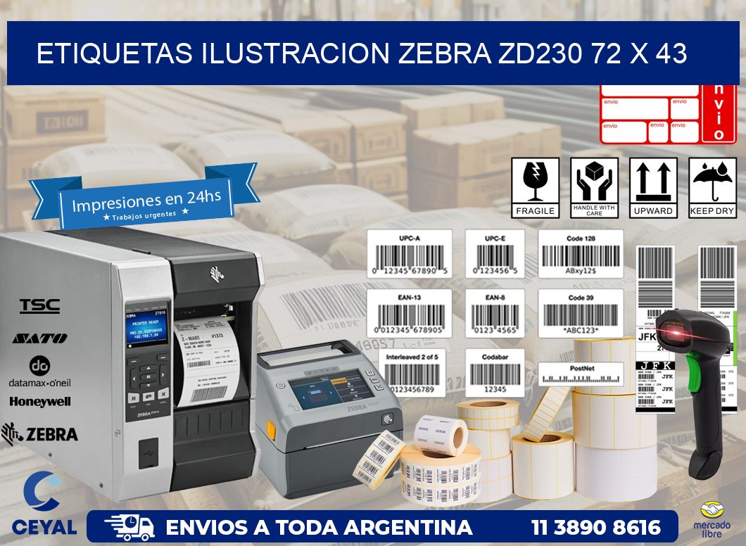 ETIQUETAS ILUSTRACION ZEBRA ZD230 72 x 43