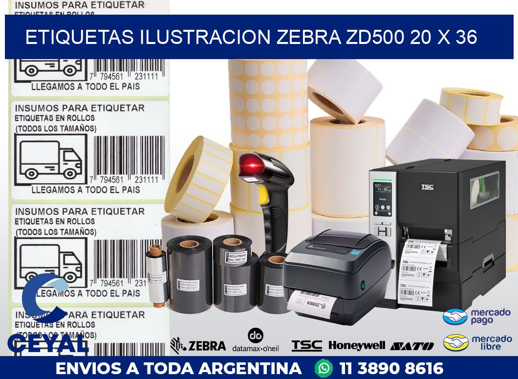 ETIQUETAS ILUSTRACION ZEBRA ZD500 20 x 36