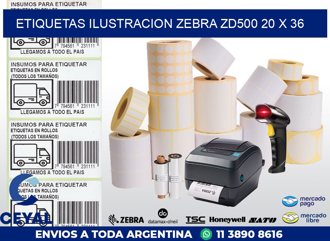 ETIQUETAS ILUSTRACION ZEBRA ZD500 20 x 36