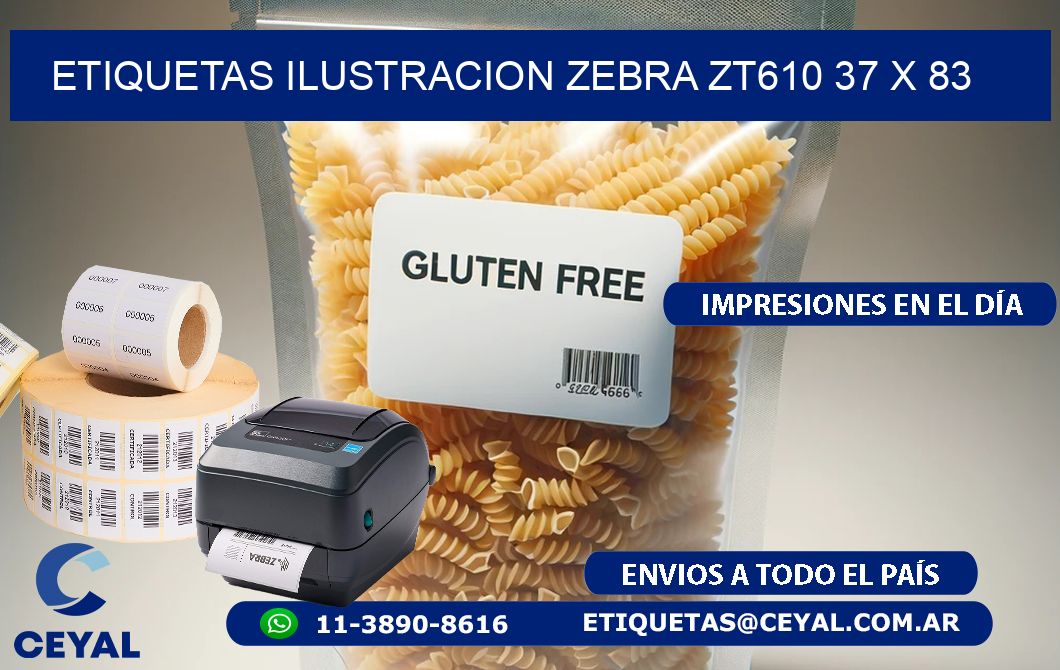 ETIQUETAS ILUSTRACION ZEBRA ZT610 37 x 83