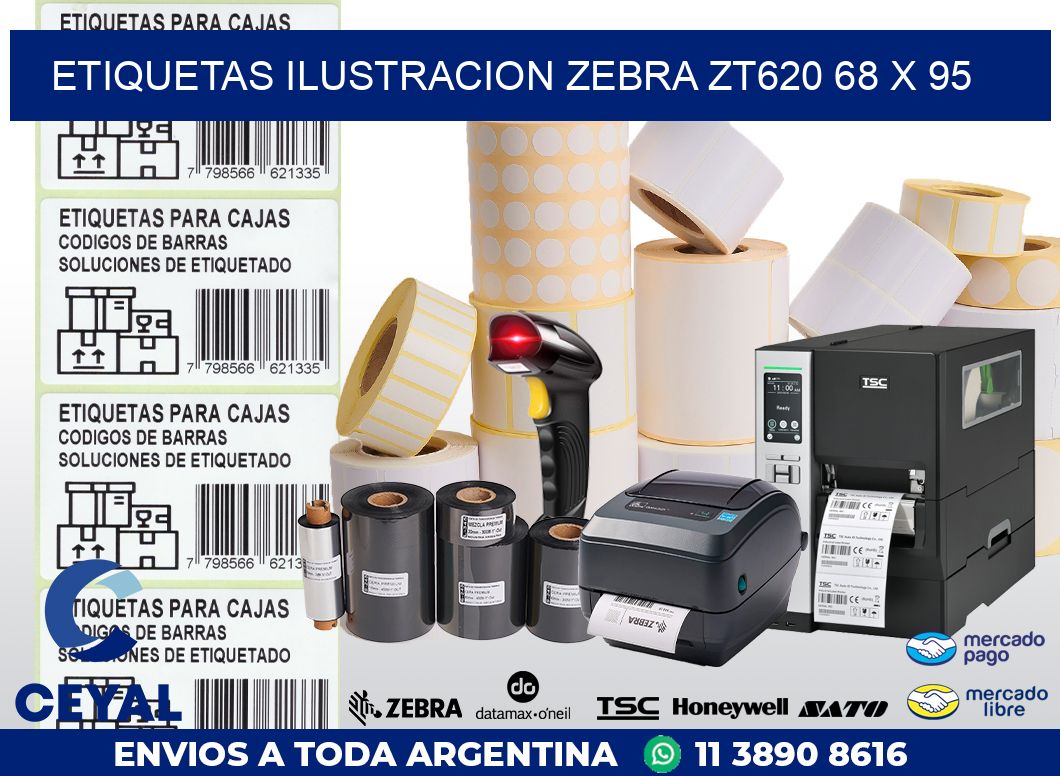 ETIQUETAS ILUSTRACION ZEBRA ZT620 68 x 95