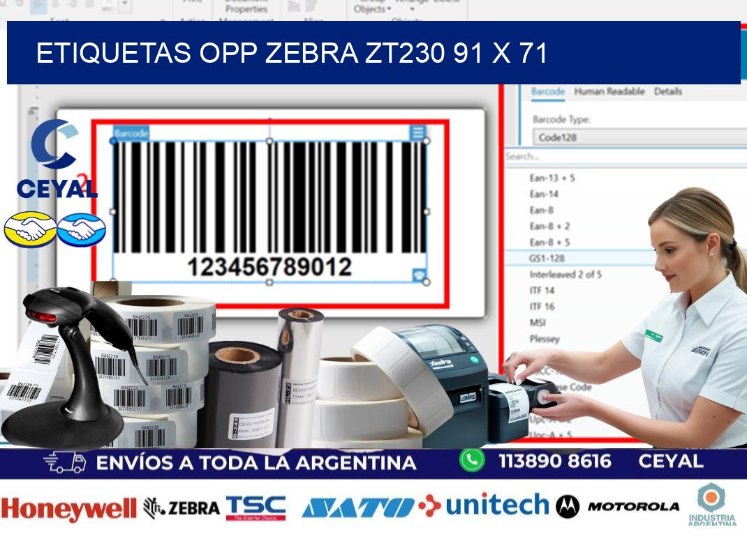 ETIQUETAS OPP ZEBRA ZT230 91 x 71