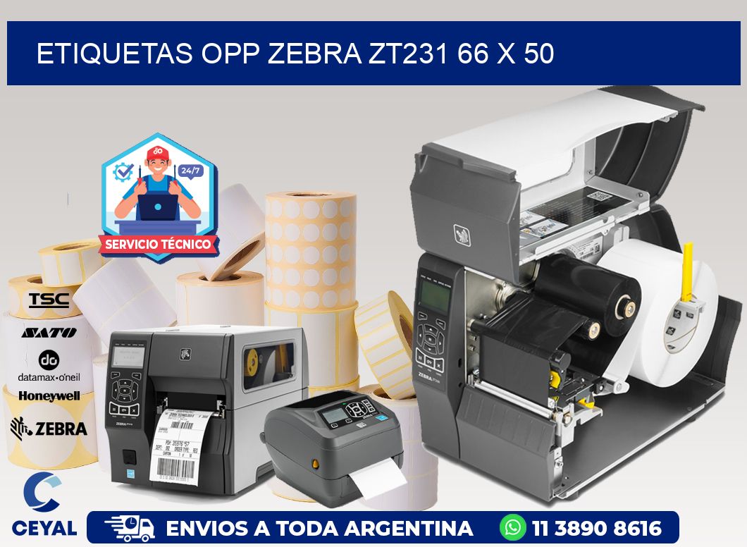 ETIQUETAS OPP ZEBRA ZT231 66 x 50