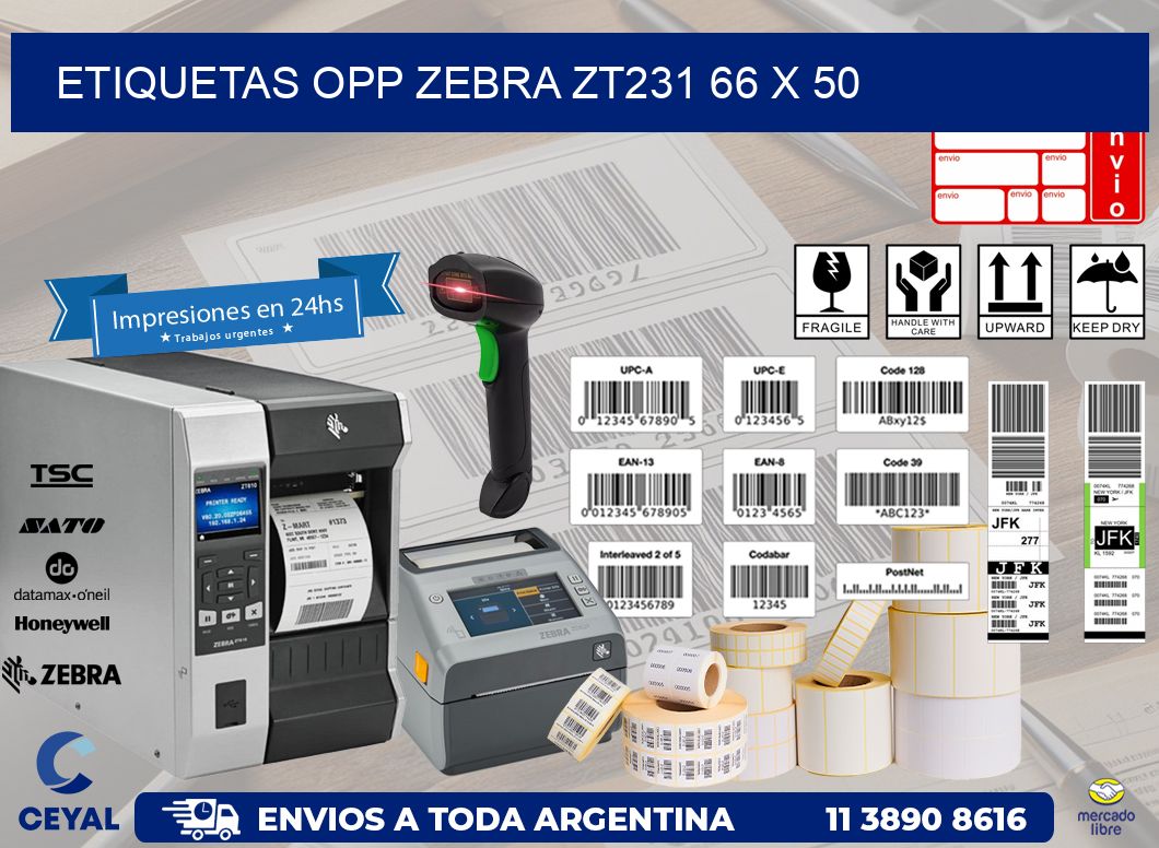 ETIQUETAS OPP ZEBRA ZT231 66 x 50