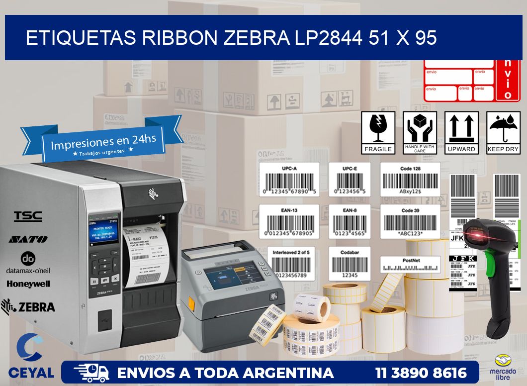 ETIQUETAS RIBBON Zebra LP2844 51 x 95