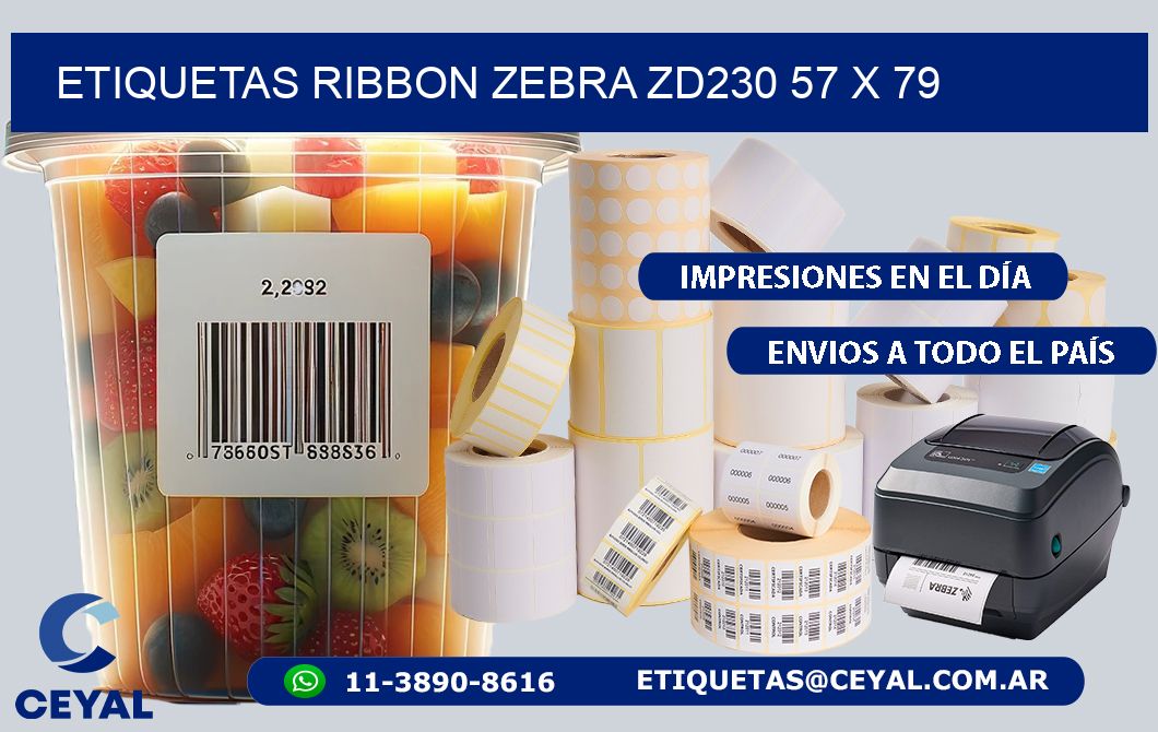 ETIQUETAS RIBBON Zebra ZD230 57 x 79