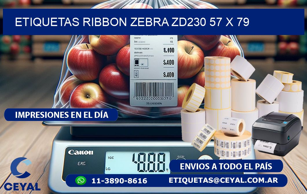 ETIQUETAS RIBBON Zebra ZD230 57 x 79