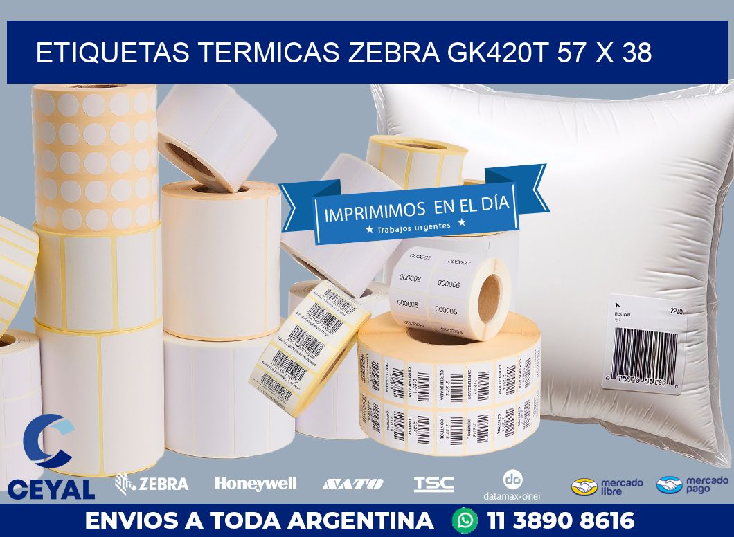 ETIQUETAS TERMICAS ZEBRA GK420T 57 x 38