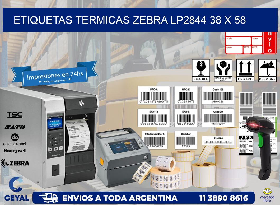 ETIQUETAS TERMICAS ZEBRA LP2844 38 x 58