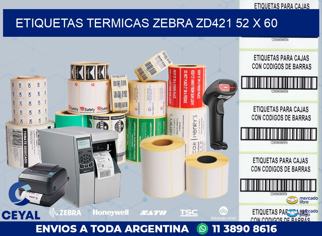 ETIQUETAS TERMICAS ZEBRA ZD421 52 x 60