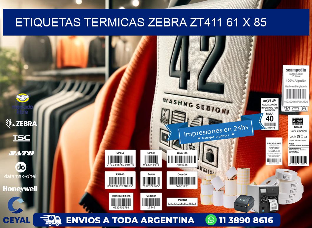 ETIQUETAS TERMICAS ZEBRA ZT411 61 x 85