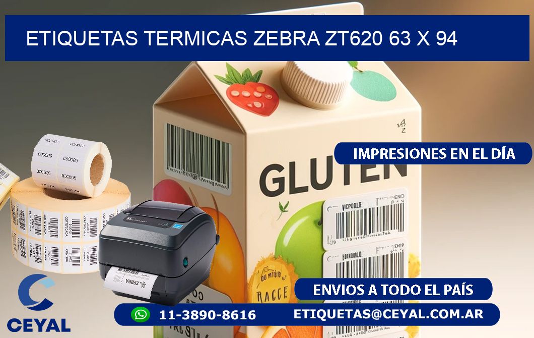 ETIQUETAS TERMICAS ZEBRA ZT620 63 x 94