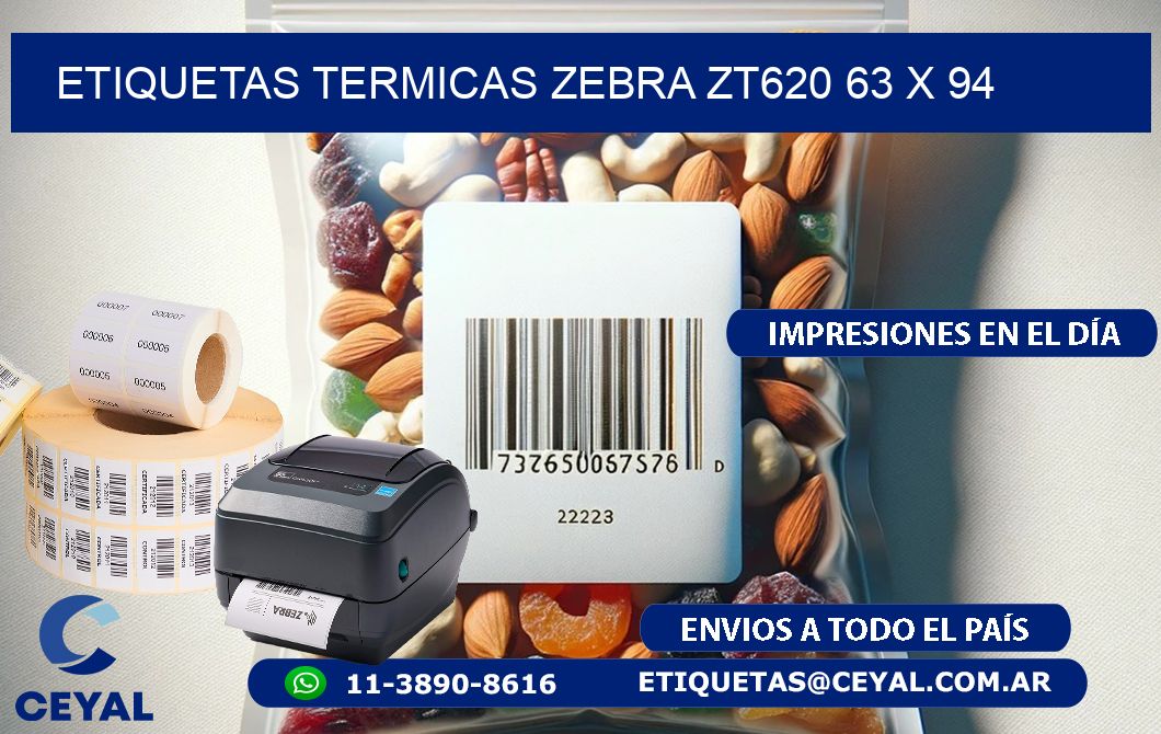 ETIQUETAS TERMICAS ZEBRA ZT620 63 x 94