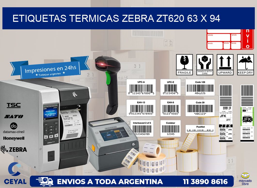 ETIQUETAS TERMICAS ZEBRA ZT620 63 x 94