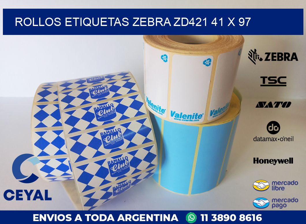 ROLLOS ETIQUETAS Zebra ZD421 41 x 97