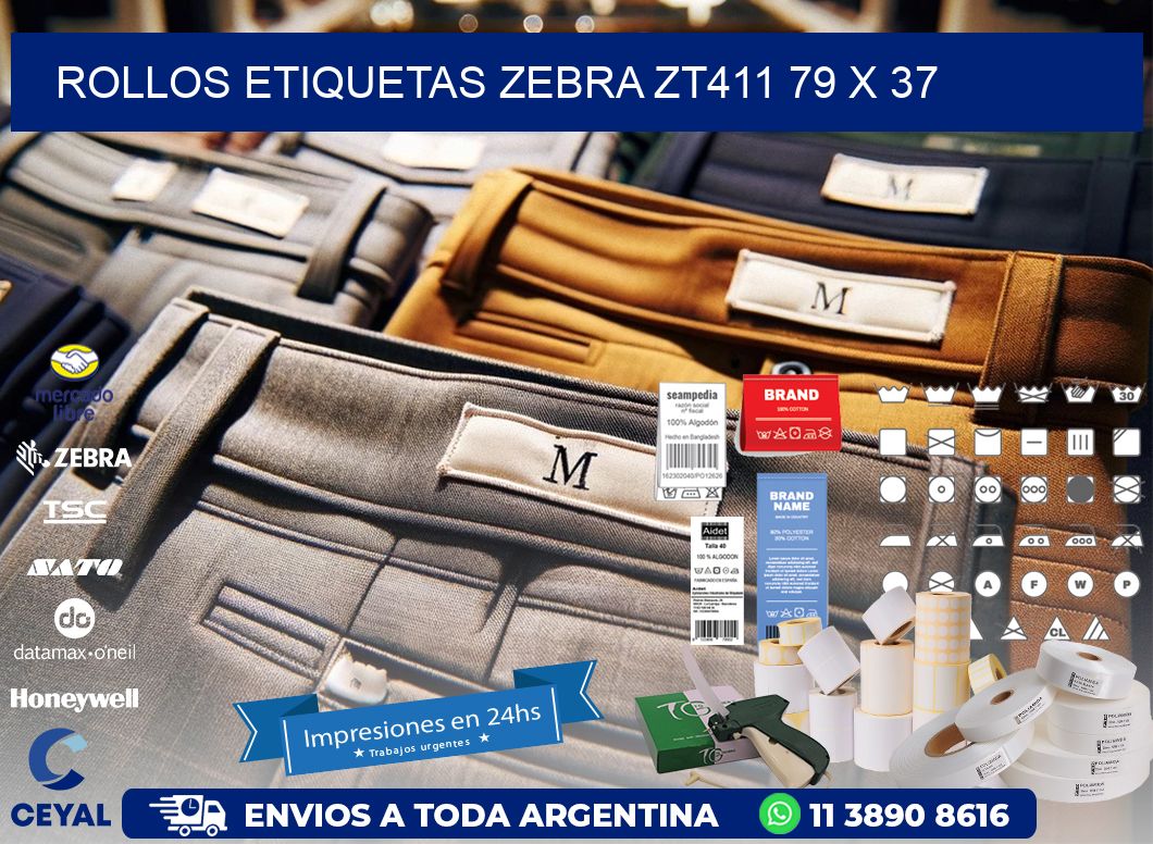 ROLLOS ETIQUETAS Zebra ZT411 79 x 37