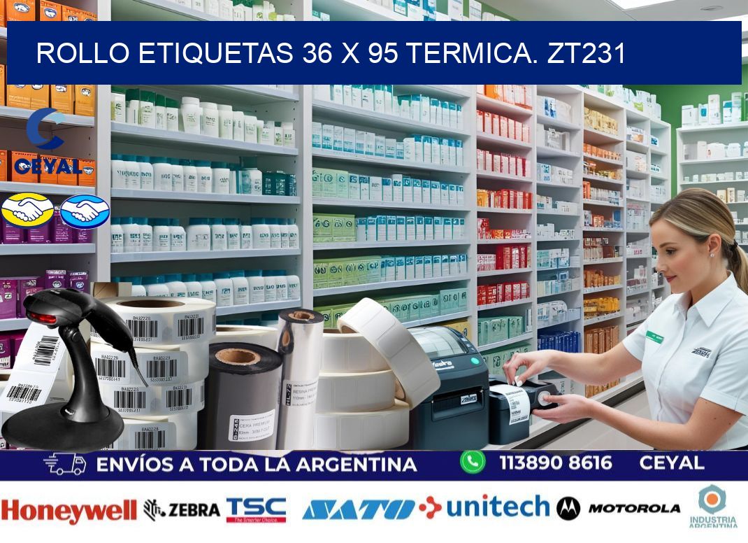 Rollo etiquetas 36 x 95 termica. zt231