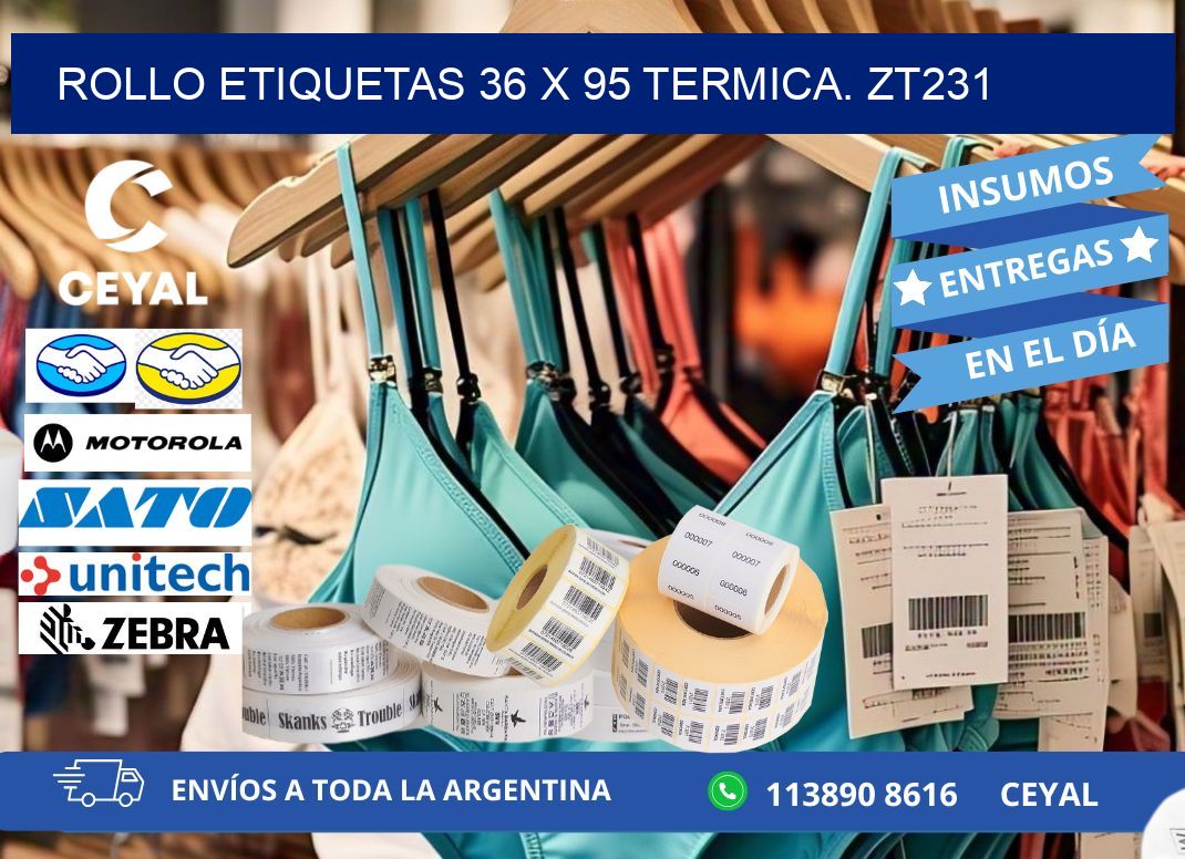 Rollo etiquetas 36 x 95 termica. zt231