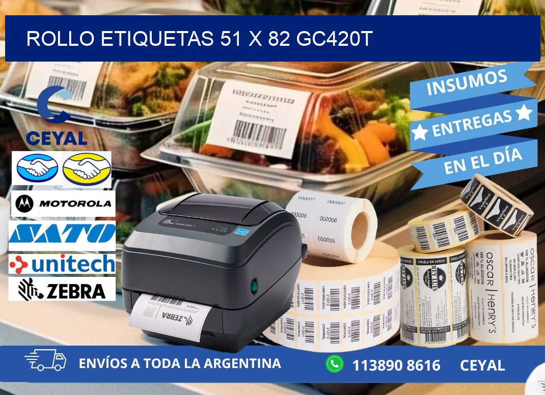 Rollo etiquetas 51 x 82 gc420t