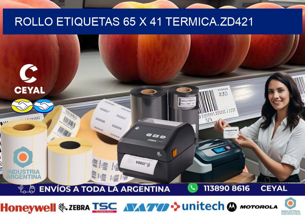 Rollo etiquetas 65 x 41 termica.zd421